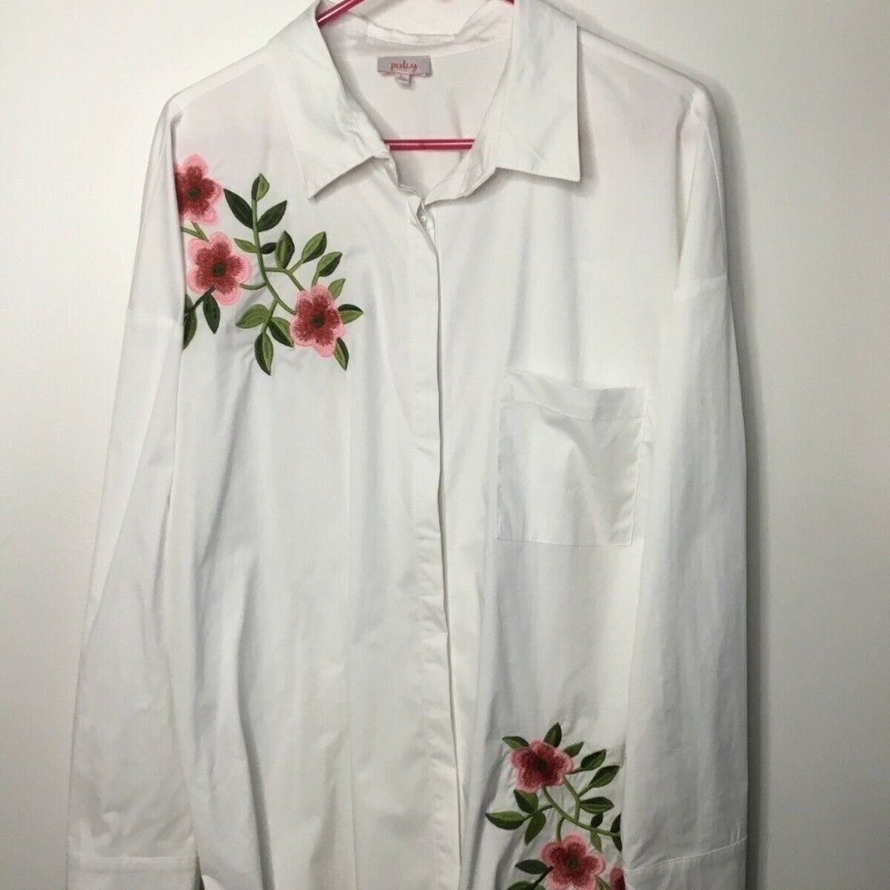 Pixley Women's Long Sleeve Embroidered Blouse Tunic Dress Shirt Size XL